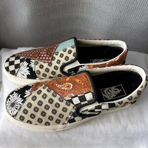 Vans Patchwork Slip-On Sneakers - Black, White, Brown